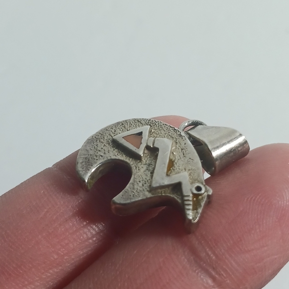 Native America Jewelry Pendant Heartline Bear Multi Stone Sterling Silver - Picture 5 of 6